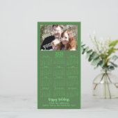 Christmas Custom Photo 2026 Calendar Green Holiday シーズンカード (スタンド正面)