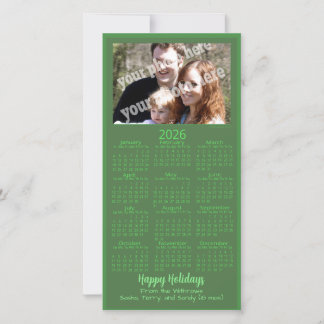 Christmas Custom Photo 2026 Calendar Green Holiday シーズンカード