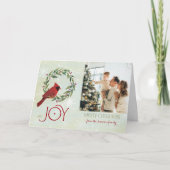 Christmas Custom Photo Cardinal in Wreath カード (正面)