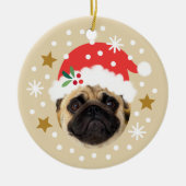 Christmas Custom Photo Cute Santa Elf Funny Beige セラミックオーナメント (正面)