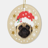 Christmas Custom Photo Cute Santa Elf Funny Beige セラミックオーナメント (左)