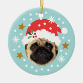 Christmas Custom Photo Cute Santa Elf Funny Blue セラミックオーナメント (正面)