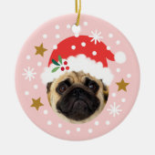 Christmas Custom Photo Cute Santa Elf Funny Pink セラミックオーナメント (正面)