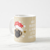 Christmas Custom Photo Funny Elf Santa Pet Beige コーヒーマグカップ (正面左)