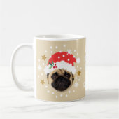 Christmas Custom Photo Funny Elf Santa Pet Beige コーヒーマグカップ (左)