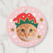 Christmas Custom Photo Name Funny Elf Pink Gift フェイバータグ (正面)
