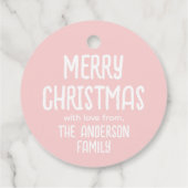Christmas Custom Photo Name Funny Santa Pink Gift フェイバータグ (裏面)