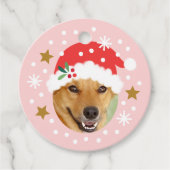 Christmas Custom Photo Name Funny Santa Pink Gift フェイバータグ (正面)