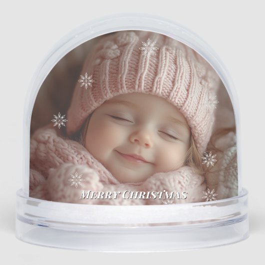 Christmas Custom Photos Snowflakes Snow Globe (正面)