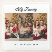 Christmas Custom Three Photos ガラスコースター (正面)