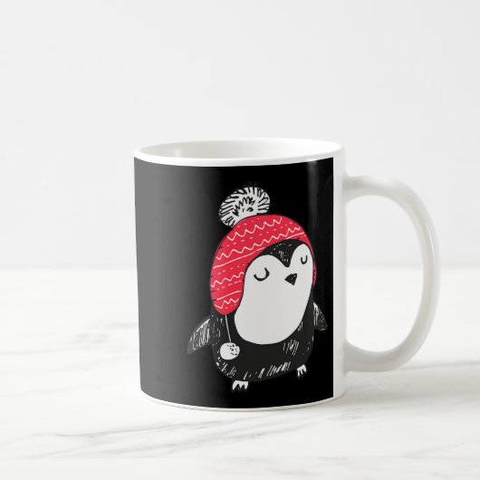 Christmas Cute Baby Penguin Wearing Winter Hat W_e コーヒーマグカップ (右)
