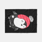Christmas Cute Baby Penguin Wearing Winter Hat W_e フリースブランケット (正面(横))