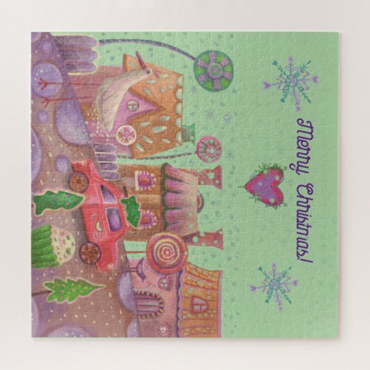 christmas  cute car ジグソーパズル (横)