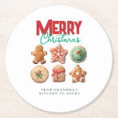 Christmas Cute Cookies Winter Holiday Baking Party ラウンドペーパーコースター (正面)