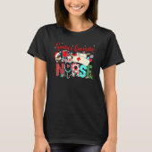 Christmas Cute Favorite Nurse Stethoscope Leopard Tシャツ (正面)
