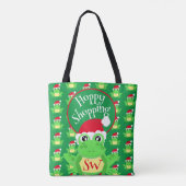 Christmas Cute Frog Santa Hat Green Novelty トートバッグ (裏面)
