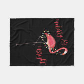 Christmas Cute Nk Flamingo String Lights T Shirt  フリースブランケット (正面(横))
