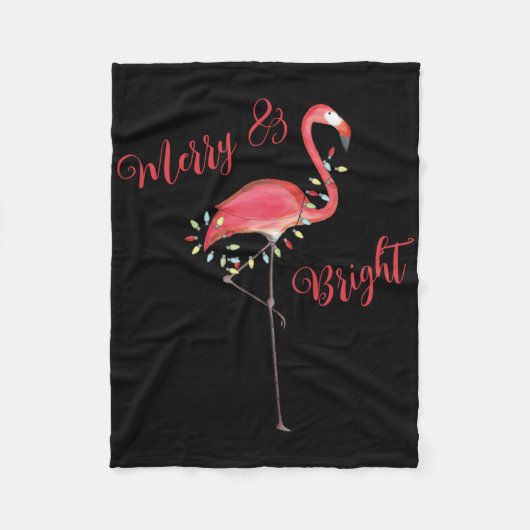 Christmas Cute Nk Flamingo String Lights T Shirt  フリースブランケット (正面)