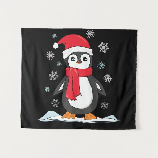 Christmas Cute Penguin タペストリー (正面(横))