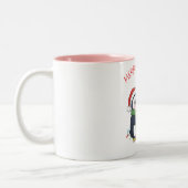 Christmas Cute Penguin Carrying Gifts ツートーンマグカップ (左)