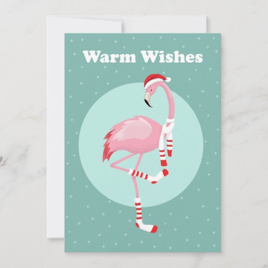 Christmas Cute Pink Flamingo シーズンカード (正面)