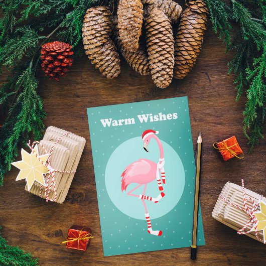    Christmas Cute Pink Flamingo  シーズンカード