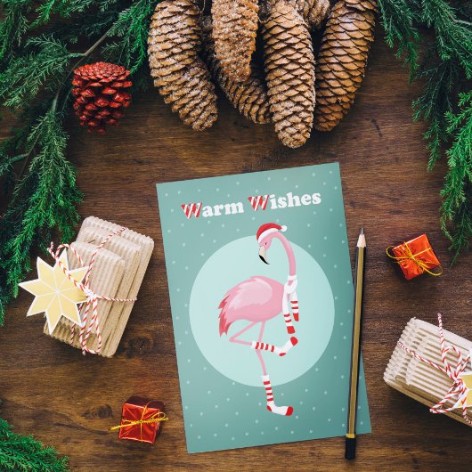    Christmas Cute Pink Flamingo シーズンカード