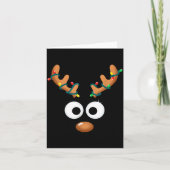 Christmas Cute Reindeer Face Antlers Wrapped In Li カード (正面)