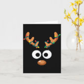 Christmas Cute Reindeer Face Antlers Wrapped In Li カード (黄色い花)