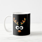 Christmas Cute Reindeer Face Antlers Wrapped In Li コーヒーマグカップ (左)