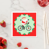 Christmas Cyclist Holiday Biking Party スタンダードカクテルナプキン (インサイチュ)
