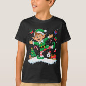 Christmas Dabbing Elf Tree Lights Boys Kids Dab Xm Tシャツ (正面)