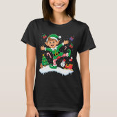 Christmas Dabbing Elf Tree Lights Boys Kids Dab Xm Tシャツ (正面)