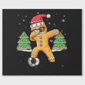 Christmas Dabbing Gingerbread Soccer Sport Santa ラッピングペーパー (フラット)