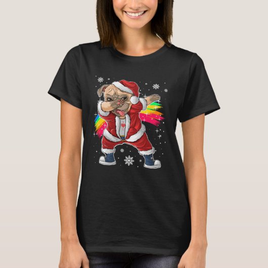 Christmas Dabbing Pug  Christmas Pjs & Costume Ide Tシャツ (正面)