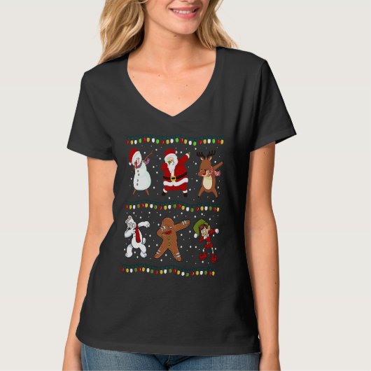 Christmas  Dabbing Santa Claus Dabbing Snowman  XM Tシャツ (正面)