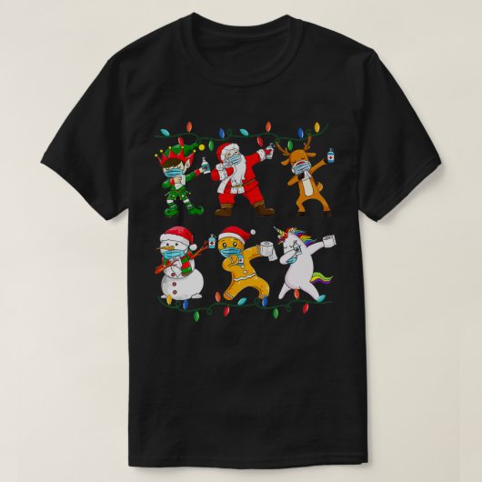 Christmas Dabbing Santa Elf Friends Face Mask Boys Tシャツ (デザイン正面)