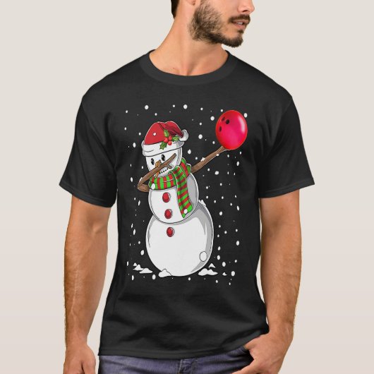 Christmas Dabbing Snowman Bowling Boys Kids Xmas S Tシャツ (正面)