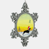 christmas dachshund スノーフレークピューターオーナメント (左)