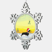 christmas dachshund スノーフレークピューターオーナメント (右)