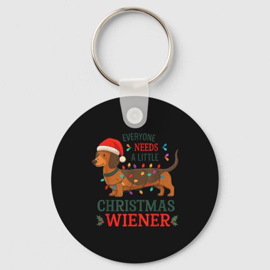 Christmas Dachshund Everyone Need Weiner Dog Pajam キーホルダー (正面)