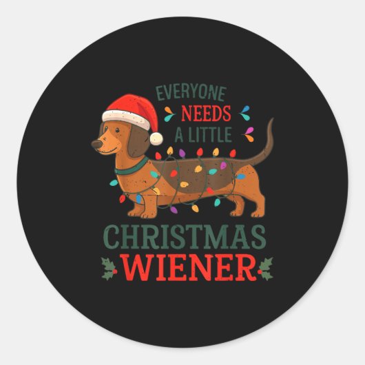 Christmas Dachshund Everyone Need Weiner Dog Pajam ラウンドシール (正面)