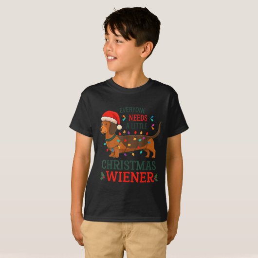 Christmas Dachshund Everyone Need Weiner Dog Pajam Tシャツ (正面フル)
