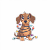 Christmas Dachshund Lights シール (正面)