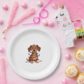 Christmas Dachshund Lights ペーパープレート (パーティー)