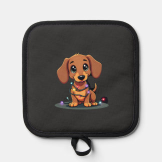 Christmas Dachshund Lights (1) 鍋敷き