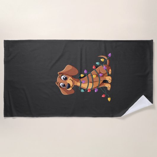Christmas Dachshund Lights (2) ビーチタオル (正面)