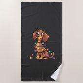 Christmas Dachshund Lights (2) ビーチタオル (正面)
