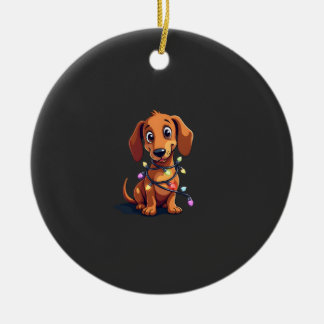 Christmas Dachshund Lights (3) セラミックオーナメント