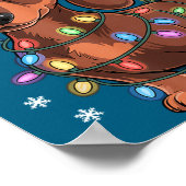 Christmas Dachshund Lights Santa Hat Holiday Dog L ポスター (角)